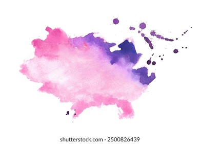Image vectorielle d'arrière-plan texture taches humides de couleur violette et rose peinte à la main