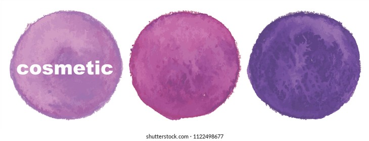 Hand painted purple watercolor circles,vector