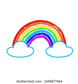 Hand painted rainbow and clouds.