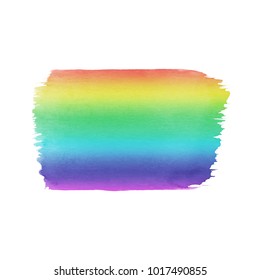 Hand painted rainbow vector watercolor smudge texture isolated on the white background. Spectrum colors.