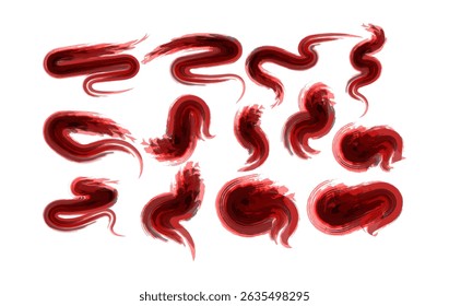 Pinceladas rojas pintadas a mano, Formas Abstractas de la pintura del rizado
