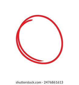 Hand painted red empty circle made with pencil