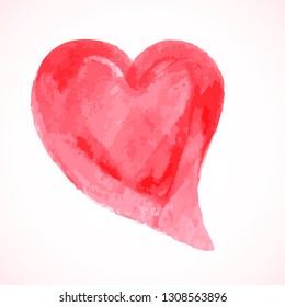 Hand painted red heart isolated on white. Watercolor or acrylic painting effect. Grunge heart vector illustration. Valentine’s day greeting card. Easy to edit element of design for your artworks.