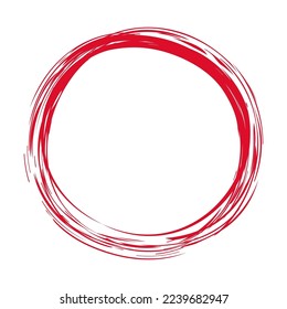 Hand painted red ink circle isolated on white background