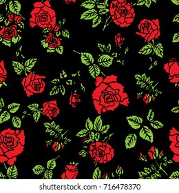 Hand painted red roses seamless for Graphic design and background designs
