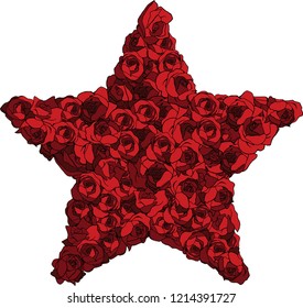 hand painted red star shaped roses vector