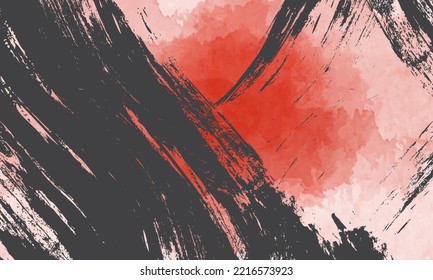 Hand painted red watercolor background with grunge