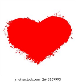 Hand painted red watercolor heart with grunge texture isolated on transparent background. Ideal for creative, romantic, or emotional visual themes. Vector art