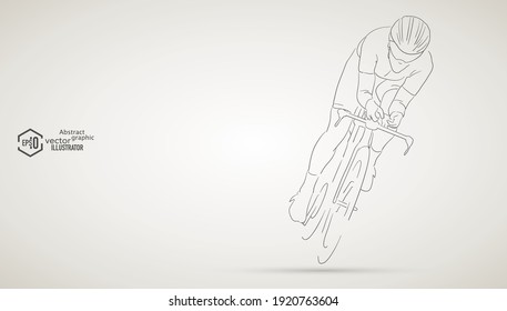 Hand painted road cyclists.abstract vector concept.