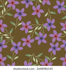 Hand painted rose chintz and leaf textured background

