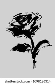 hand painted rose,brush strokes