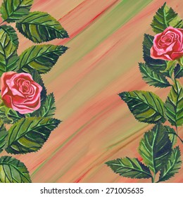 hand painted roses and strokes background