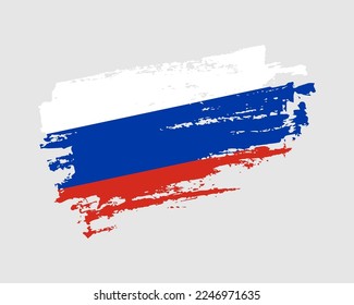 Hand painted Russia grunge brush style flag on solid background