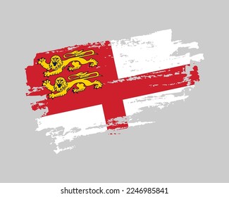 Hand painted Sark grunge brush style flag on solid background