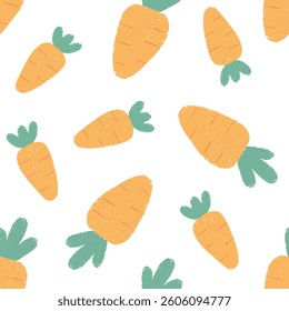 Hand painted seamless pattern with chalk drawn carrots
