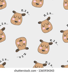 Hand painted seamless pattern with cute dogs. Watercolor bright cartoon dogs on the background. Lovely texture.