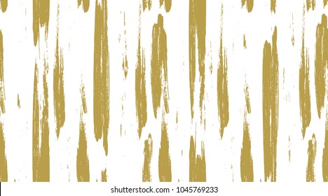 Hand painted seamless pattern. Messy paint spots dot with rough edges. Vector dry brush illustration. Abstract template. White background and gold foil print. 