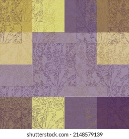Hand painted seamless pattern with various abstract shapes, brush strokes, squares, color blocks.  Print for fabric, clothes, wallpaper.
