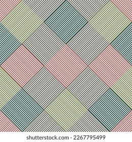 Hand painted seamless pattern with various abstract shapes, brush strokes, squares, color blocks. Hand drawn image