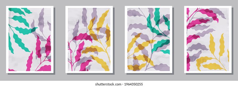 Hand painted simple covers vector set. Watercolor smears texture. Scandinavian style frames. Youth house decor templates. Doodle elements.