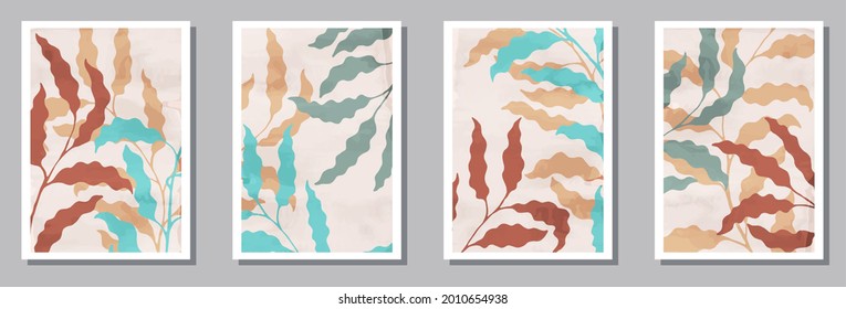 Hand painted simple covers vector set. Watercolor smears texture. Scandinavian style frames. Youth house decor templates. Doodle elements.