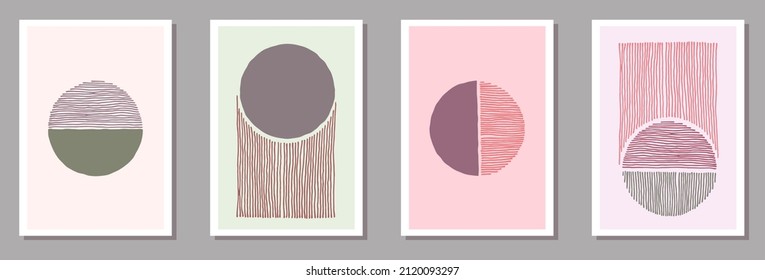 Hand painted simple covers vector set. Watercolor smudges collage. Scandinavian style prints. Stylish wall poster templates. Scribble elements.