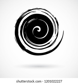 Hand painted spiral swirl symbol handmade with ink brush. Vector illustration.