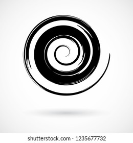 Hand painted spiral swirl symbol handmade with ink brush. Vector illustration.