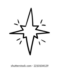 Hand painted star. Shining cosmic body. Astrology and astronomy. Sticker for social networks and instant messengers. Science and study of galaxy and universe. Cartoon flat vector illustration