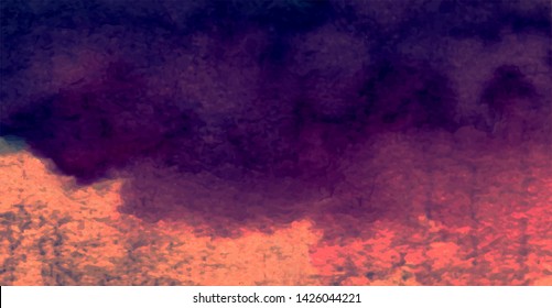 Hand painted storm sky, abstract watercolor background, vector illustration