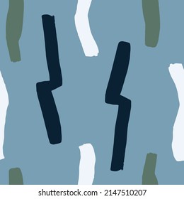 Handgemalt gestreiftes Muster auf blauem Hintergrund. 