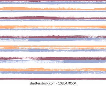 Hand painted stripes clothes seamless vector pattern. Wrapping paper lines pattern. Grunge brush stroke stripes print design for clothes. Vintage repeating lines background. Hipster cool ornament.