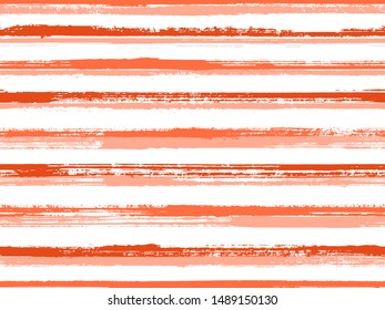 Hand painted stripes clothes seamless vector pattern. Lines art tablecloth pattern. Grunge brush stroke stripes print design for clothes. Simple backdrop grafitti. Color lines on white background.
