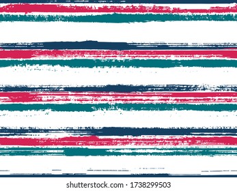 Ropa de rayas pintadas a mano sin fisuras patrón vectorial. Fondo de las líneas repetitivas vintage. Diseño de impresión de rayas de pincel grueso para ropa. Decoración original. Chevron retro decorativo.