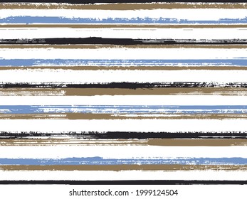 Ropa de rayas pintadas a mano sin fisuras patrón vectorial. Patrón de líneas de textura gruesa. Diseño de impresión de rayas de pincel grueso para ropa. Las líneas de pintura con tinta texturan el fondo. Diseño de colores a la moda.