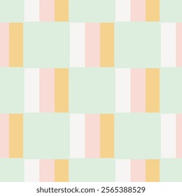 Hand painted stripes forming colorful cubes in color palette of off white, light pink, light yellow and mint green. A seamless vector pattern. Great for home decor, fabric, wallpaper, gift wrap.