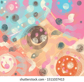 Hand painted with strokes of pink, orange and blue. Abstract vector creative pattern with brush strokes. Colorful background for printing brochure, poster, card, print, textile, magazines, sport wear.