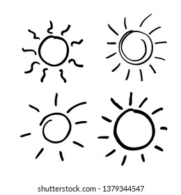 
Hand painted sun, sun rays, sketch of the sun.