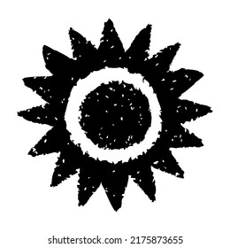 Handgemalte Sonnensymbole, handgezeichnet mit Krabbe, einzeln auf weißem Hintergrund. Vektorgrafik