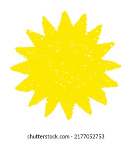 Hand painted sun symbol, hand drawn with crayon