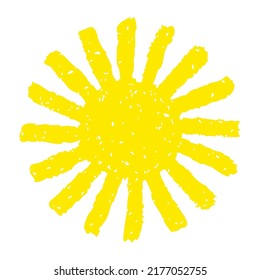 Hand painted sun symbol, hand drawn with crayon