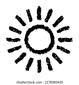 Hand painted sun symbol, hand drawn with crayon