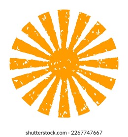 Hand painted sun symbol, hand drawn with crayon
