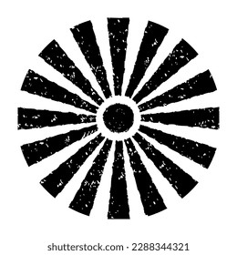 Hand painted sun symbol, hand drawn with crayon