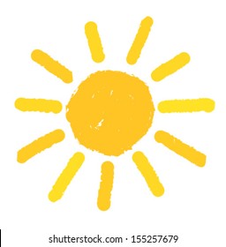 Hand painted sun. Vector illustration