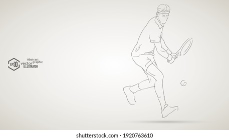 Hand painted tennis player.abstract vector concept.