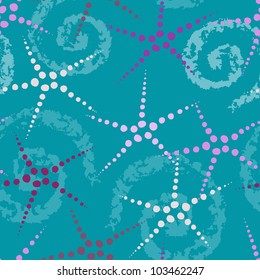 Hand painted textured abstract seamless pattern in turquoise and pink
