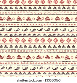 Hand  painted textured ethnic seamless pattern. Endless tribal background