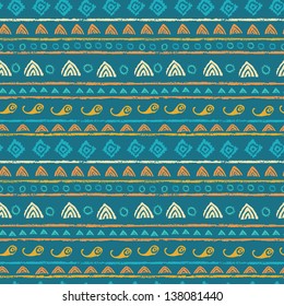 Hand  painted textured ethnic seamless pattern. Endless tribal background