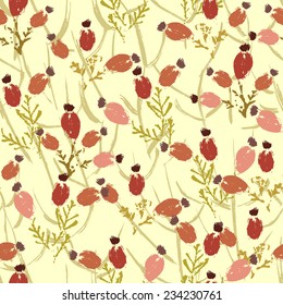 Hand painted textured  forest   berries seamless pattern . All objects are conveniently grouped  and are easily editable.